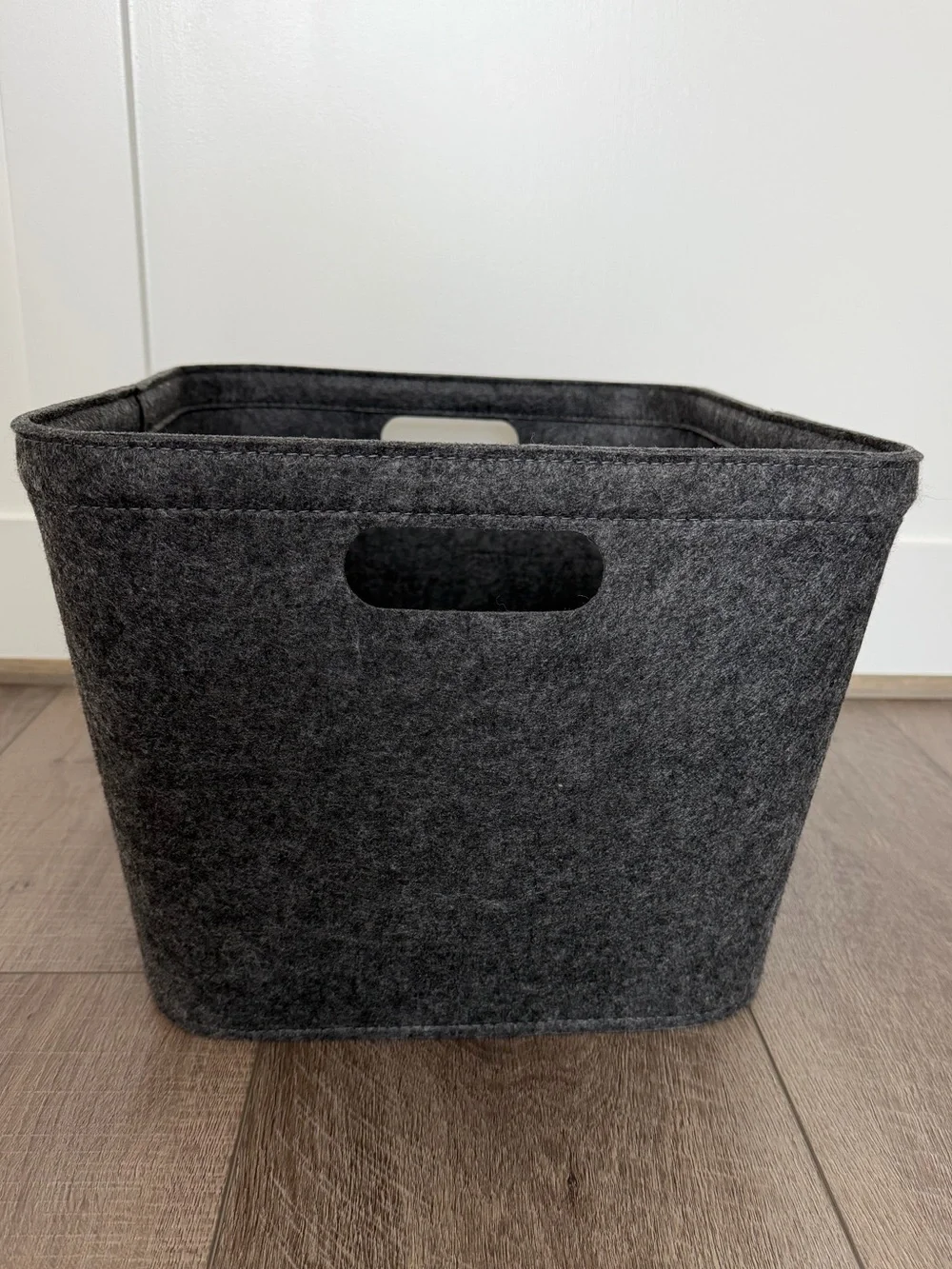 Like new dark gray Felt Basket with Stitching - Brightroom
